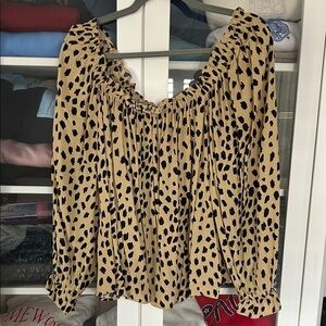 Vineyard Vines Tan and Black Leopard Print Blouse